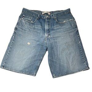 LEVIS 569‎ Jeans Mens 38 Blue Loose Fit Distressed Denim Shorts